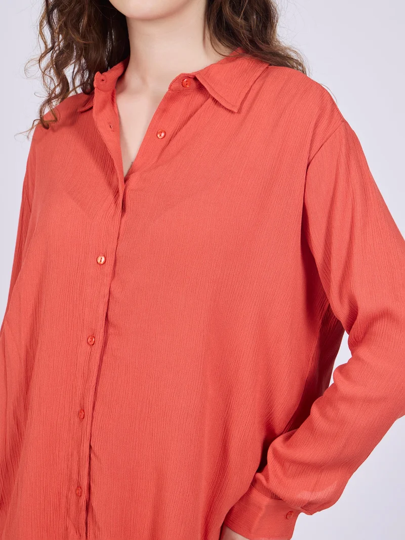 Outzidr Orange Orange Easy Shirt And Pull On Pants Co-Ord Set for Women | Best Price UAE